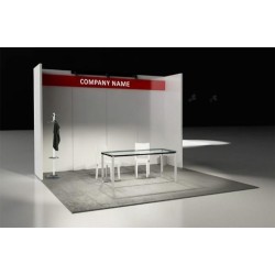 Stand composto da struttura in pannelli di legno tipo B