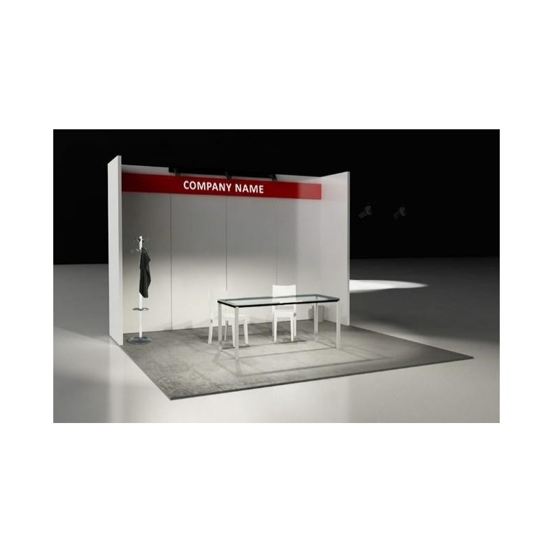 Stand composto da struttura in pannelli di legno tipo B